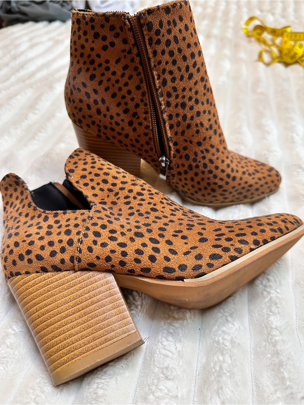 Cheetah print booties